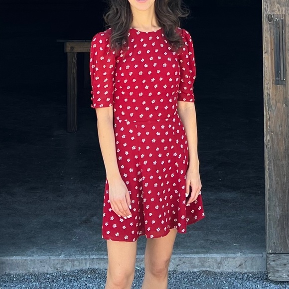 Reformation Bard Mini Dress, Red floral, Size 0 - Picture 6 of 6